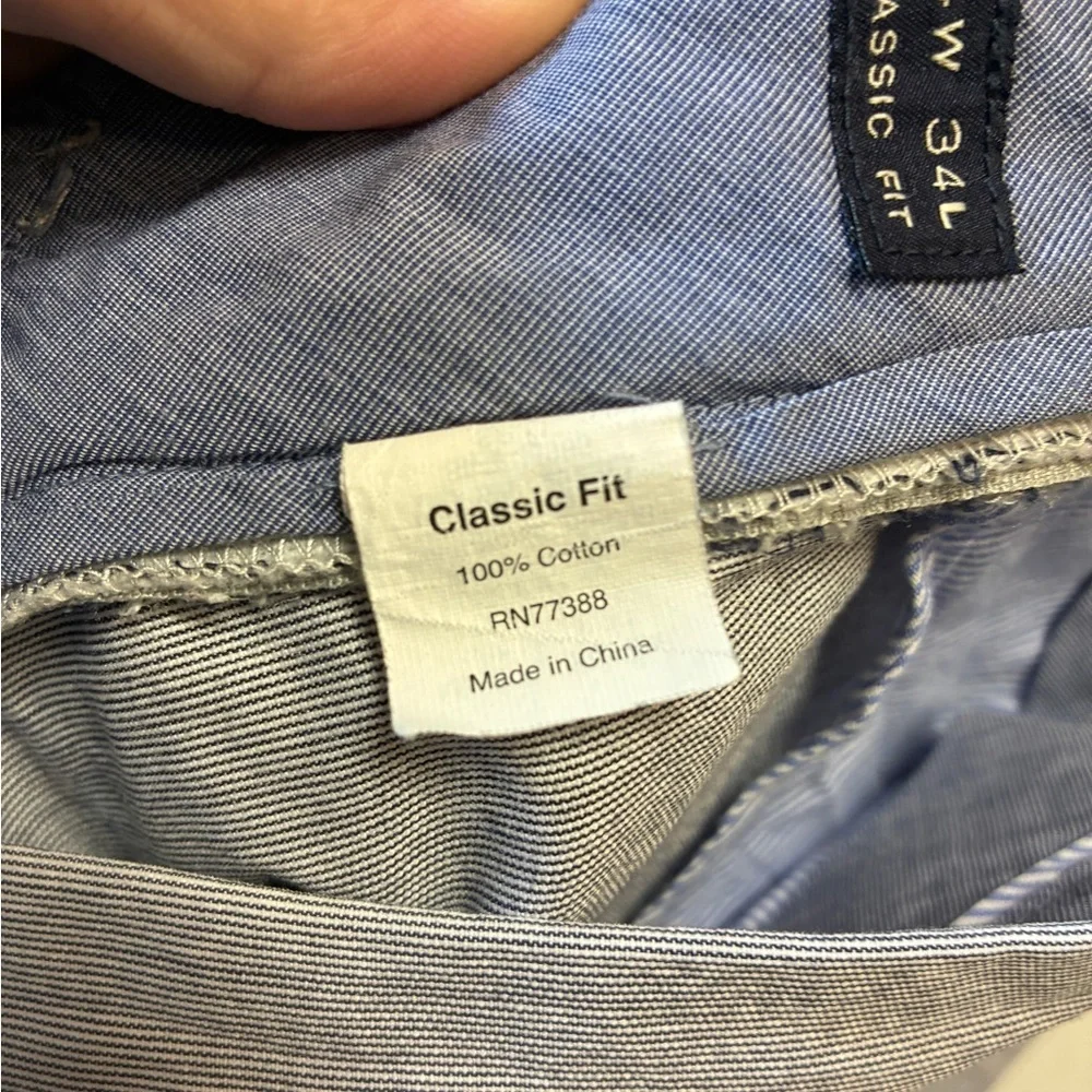 J. Crew Men’s Blue & White Pinstripe Pants, Classic Fit, Size 34 x 30, Cotton